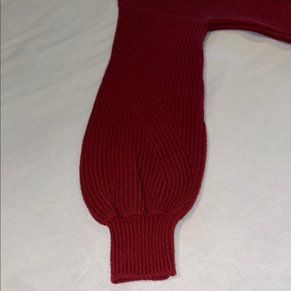 Style & Co Sweater Dress Maroon Ribbed Mock Neck Bishop Sleeves Women’s Size M - Picture 9 of 11